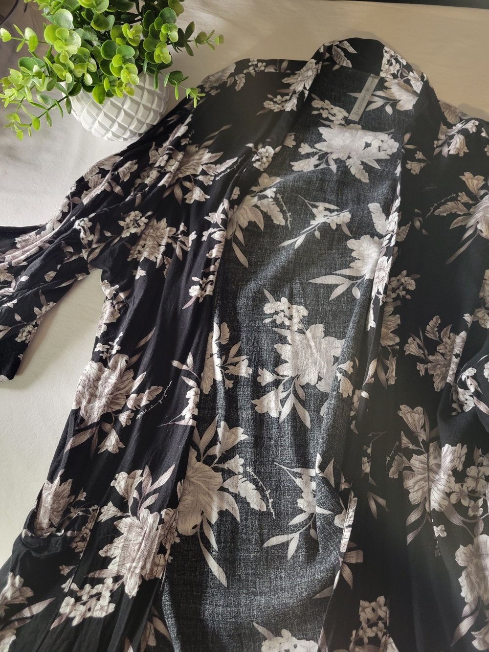 Spiritual Gangster Black and Cream Floral Cardigan